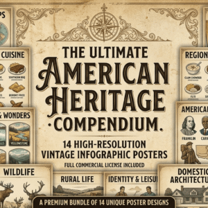 Vintage American History & Geography Poster Bundle