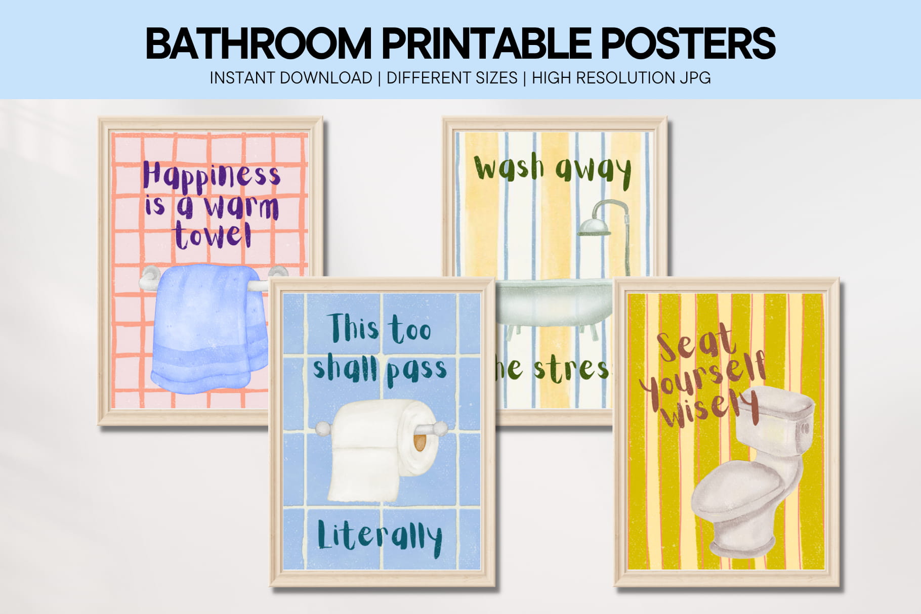 Bathroom Quotes Neutral Wall Art Printable Poster