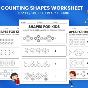 Shapes Counting Worksheets for Preschool Kids