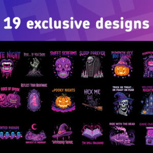Retro Pixel Art Halloween T-Shirt Bundle