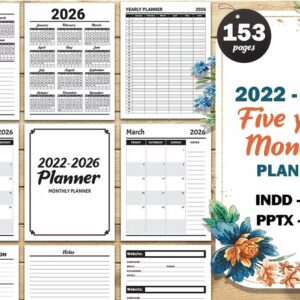 2022–2026 Monthly Calendar Planner