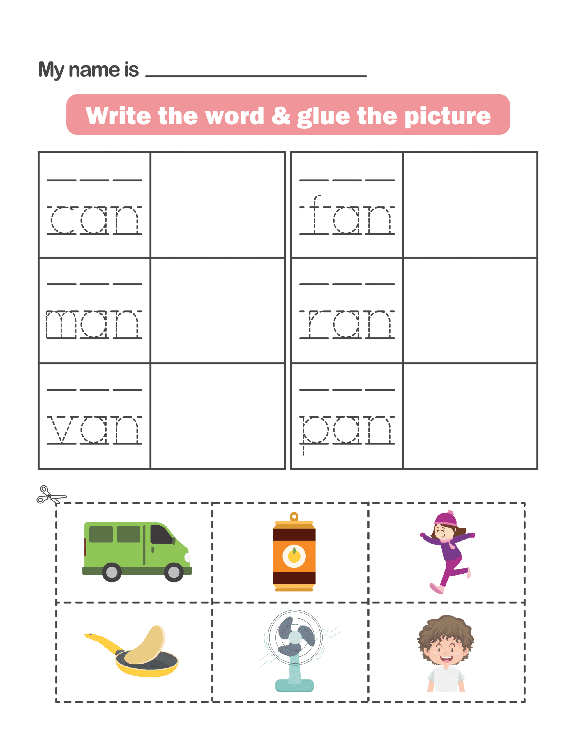 CVC Word Families Phonics and Letter Tracing A-Z,CVC Phonics Worksheet Bundle - Image 3
