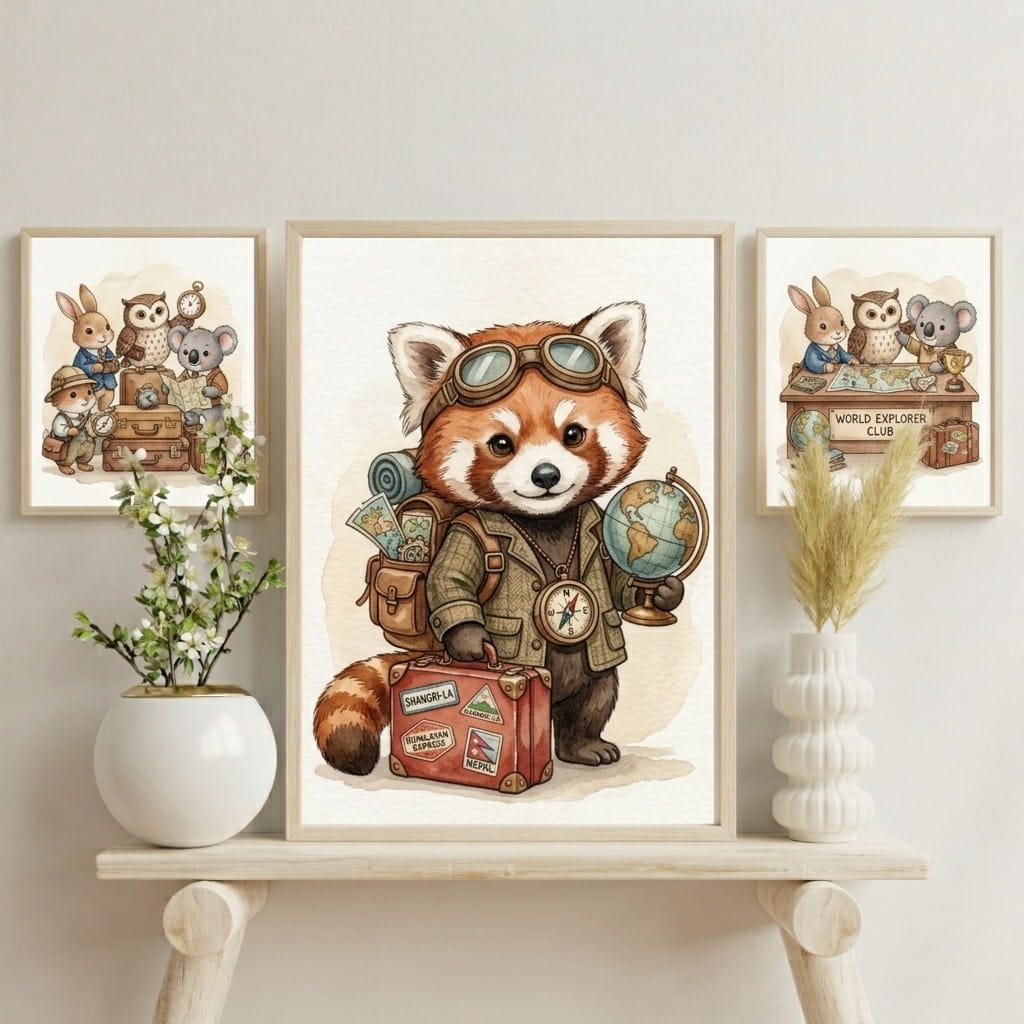Vintage Explorer Animals Wall Art Set - Image 2