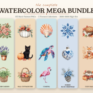 135 High-Resolution Watercolor Illustrations