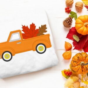 Autumn Leaves Vintage Truck Applique Embroidery File