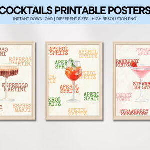 Cocktail Printable Wall Art Aperol Spritz & Espresso Martini