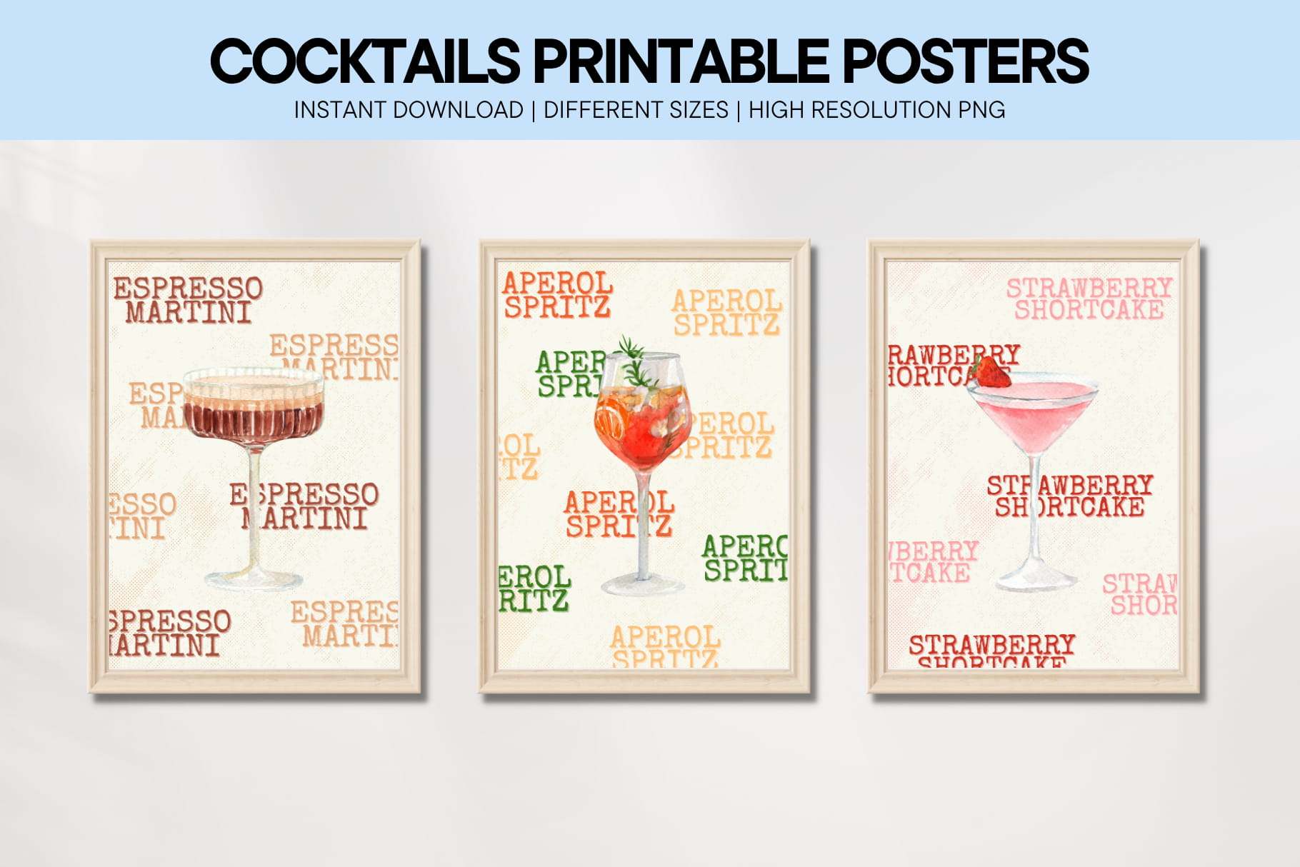 Cocktail Printable Wall Art Aperol Spritz & Espresso Martini