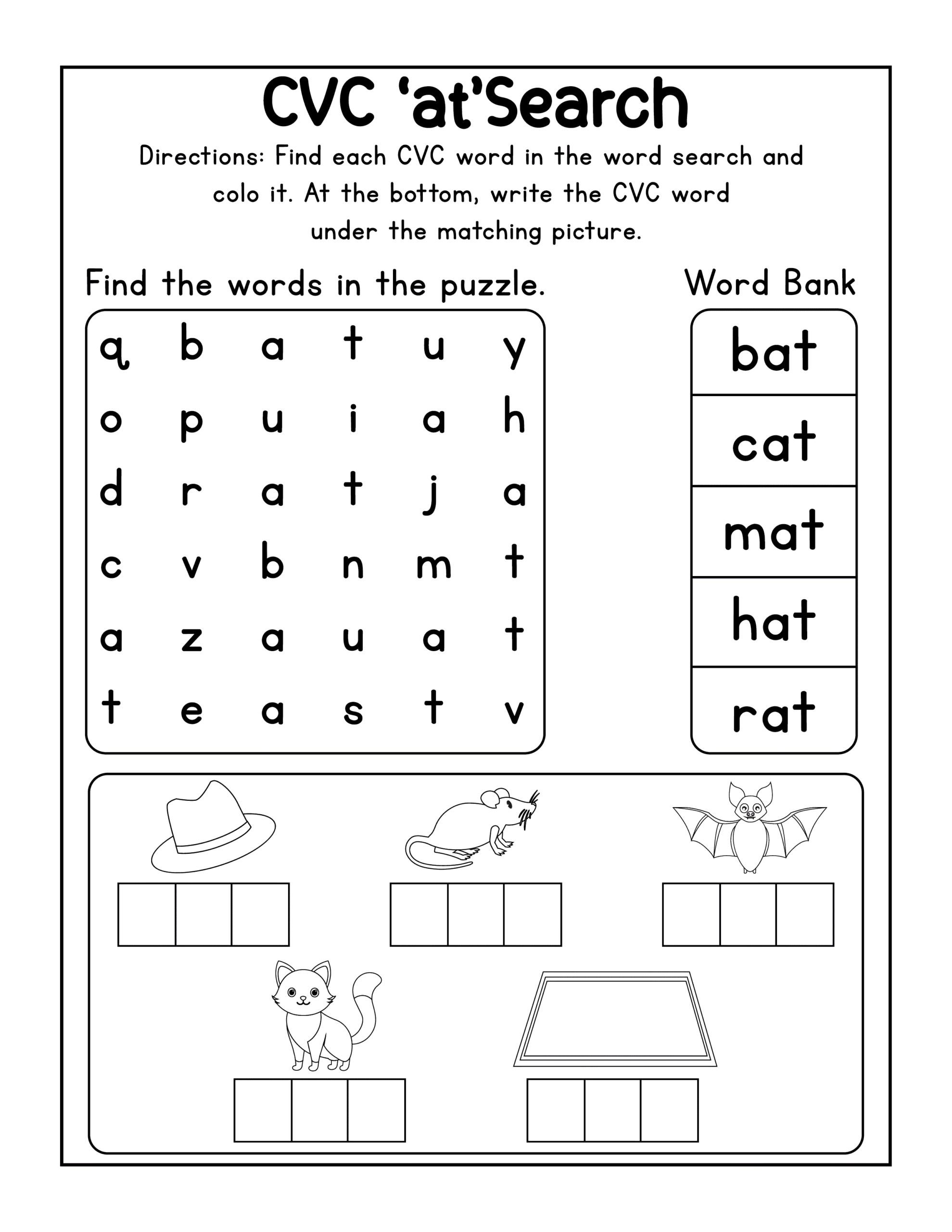 CVC Word Families Phonics and Letter Tracing A-Z,CVC Phonics Worksheet Bundle - Image 2