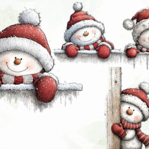 Cute Peeking Snowman PNG Clipart – Winter & Christmas Digital Graphics