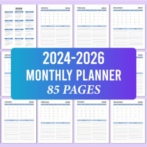 3 Year Monthly Planner 2024-2026
