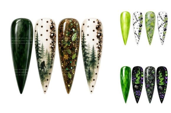 Gothic Halloween Nail Art PNG Bundle - Image 3
