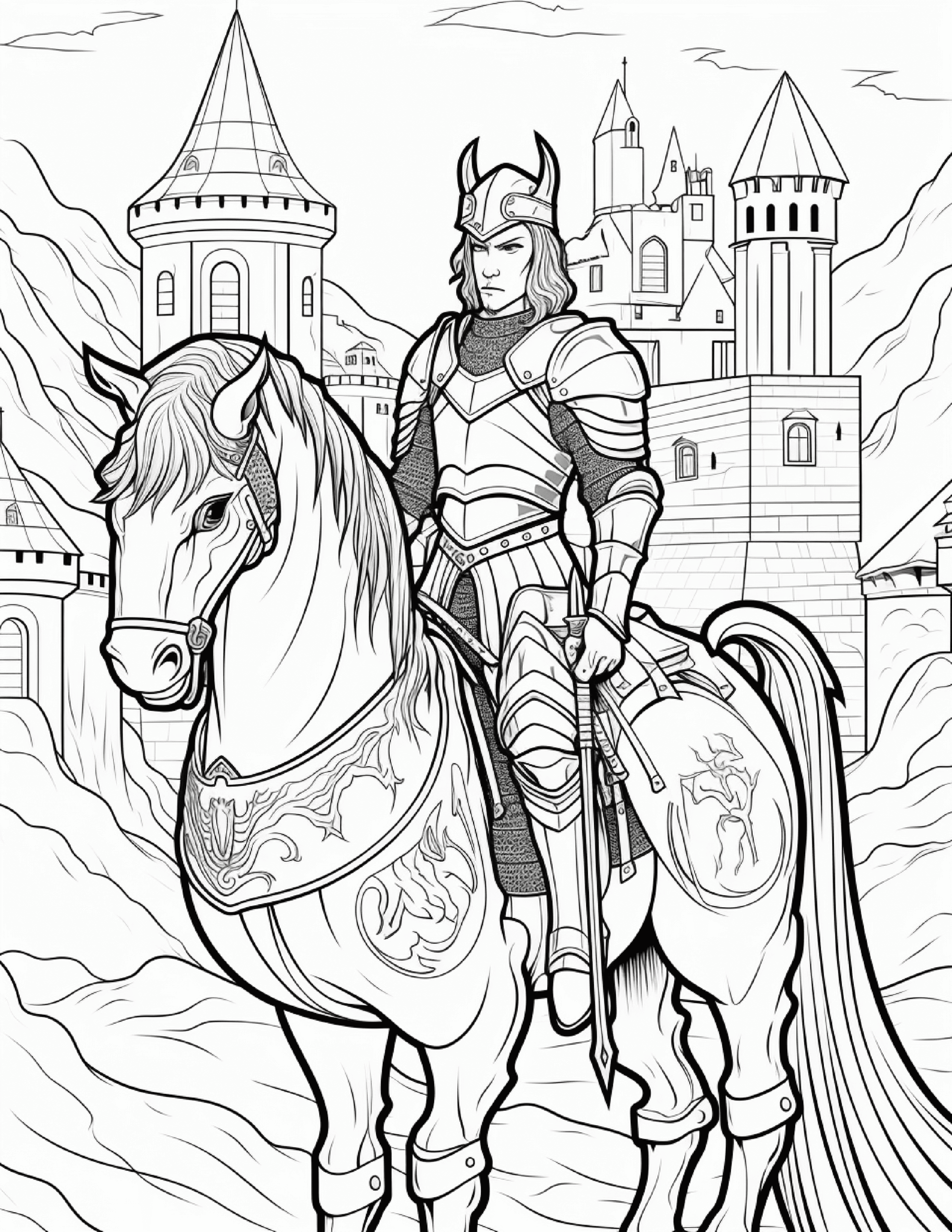 Knights and Dragons Coloring Pages - Image 2