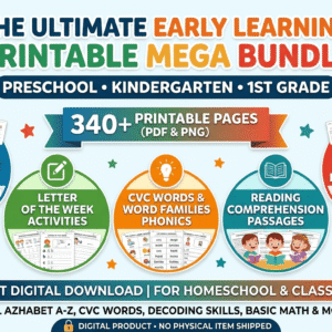 The Ultimate Pre-K to 1st Grade Literacy & Math Printable Bundle