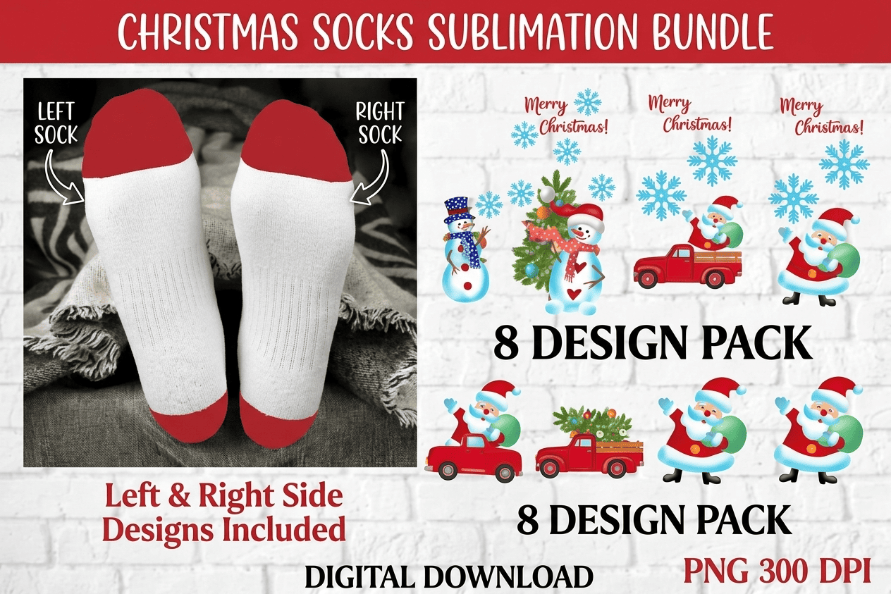 Christmas Socks Sublimation PNG