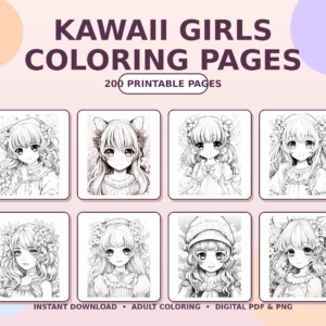 200 adorable kawaii girls coloring pages!