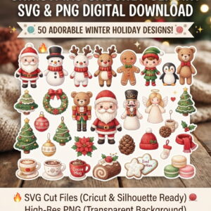 Christmas Crochet Clipart SVG PNG