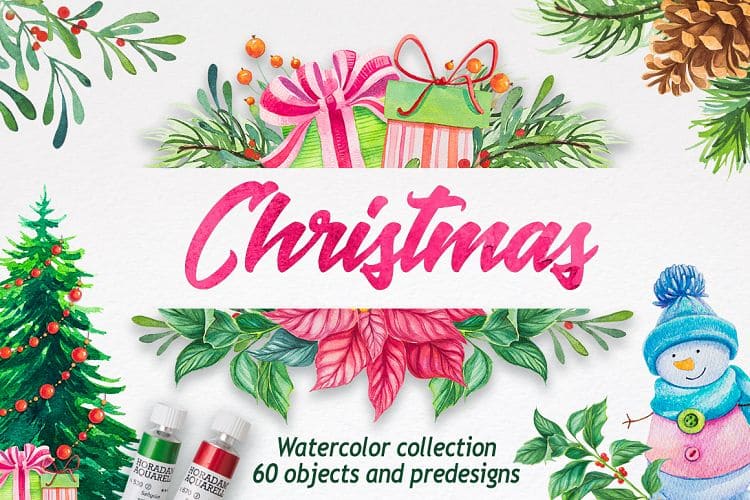 CHRISTMAS CLIPART & HOLIDAY WREATH BUNDLE